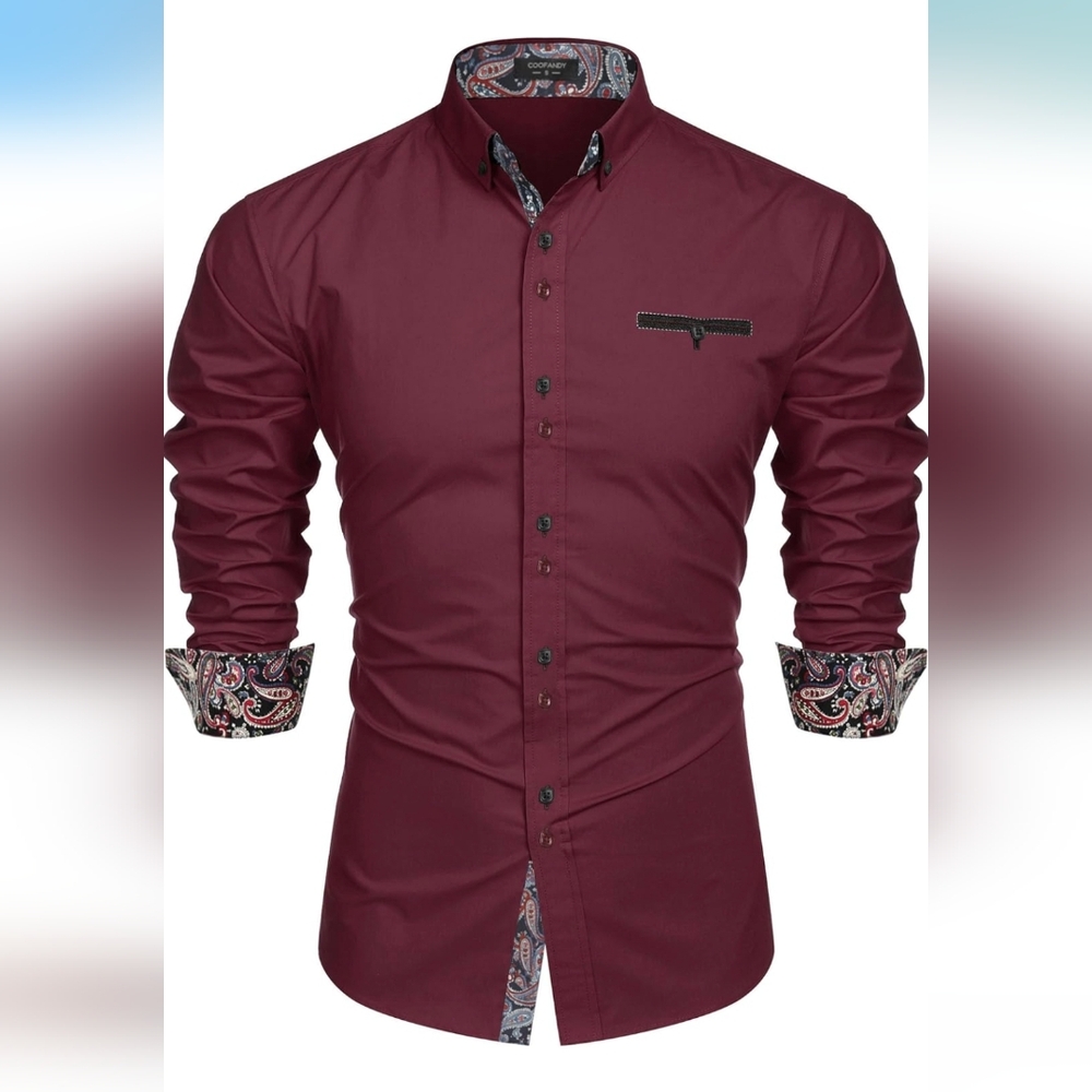 NWT COOFANDY Mens XXL Long Sleeve Dress Shirt